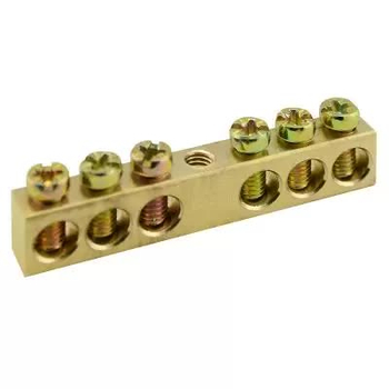 Шина PEN TS-0609C 6х9 6 отверстий крепление по центру Энергия - Электрика, НВА - Щитки и аксессуары для монтажа - Шины нулевые - . Магазин оборудования для автономного и резервного электропитания Ekosolar.ru в Тобольске