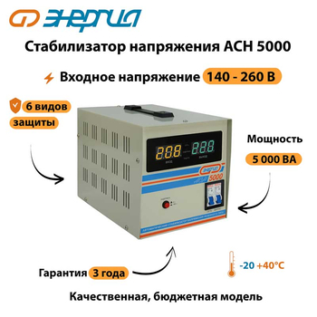 Однофазный стабилизатор напряжения Энергия АСН 5000 - Стабилизаторы напряжения - Однофазные стабилизаторы напряжения 220 Вольт - Энергия АСН - . Магазин оборудования для автономного и резервного электропитания Ekosolar.ru в Тобольске