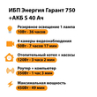 ИБП Энергия Гарант 750 + Аккумулятор S 40 Ач - 12В (450Вт - 49мин) - ИБП и АКБ - ИБП для котлов - . Магазин оборудования для автономного и резервного электропитания Ekosolar.ru в Тобольске