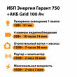 ИБП для котла Энергия Гарант 750 + Аккумулятор Grid 100 Ah 12 v (450Вт - 122мин) - ИБП и АКБ - ИБП для котлов - . Магазин оборудования для автономного и резервного электропитания Ekosolar.ru в Тобольске