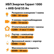 ИБП для котла Энергия Гарант 1000 + Аккумулятор Grid 55 Ah 12 v (600Вт - 50мин) - ИБП и АКБ - ИБП для котлов - . Магазин оборудования для автономного и резервного электропитания Ekosolar.ru в Тобольске